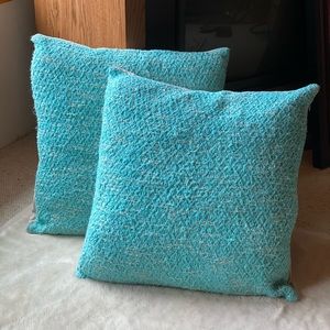 CB2 Diamond Weave Aqua Pillow Cover Set